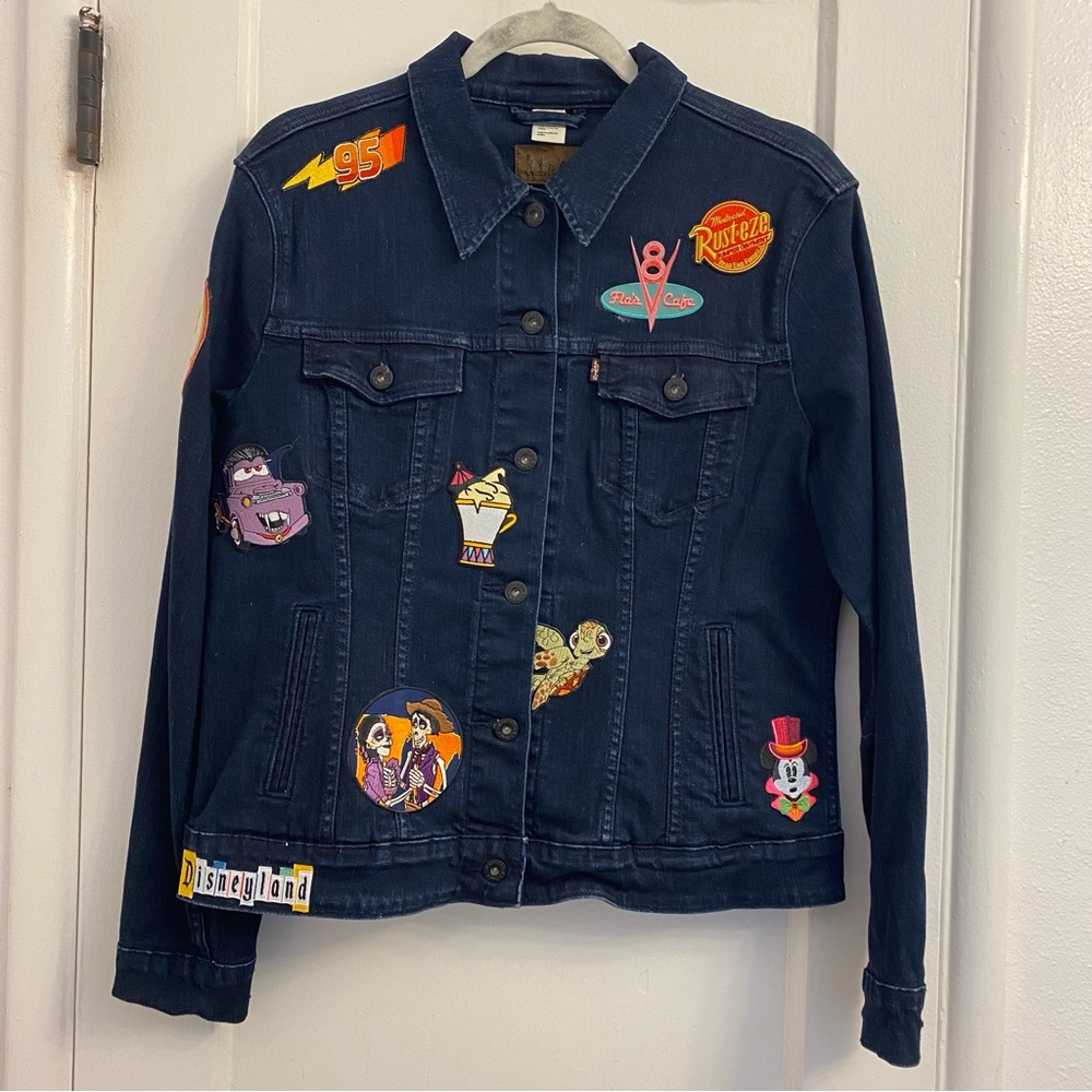 Disney Pixar Custom Levi’s Denim Patch Jacket XL Jean Disneyland Patches Iron On